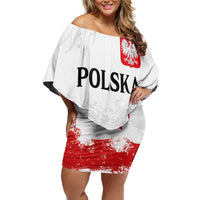 Personalized Polish National Flag Day Off Shoulder Short Dress Polska White Eagle Grunge Style