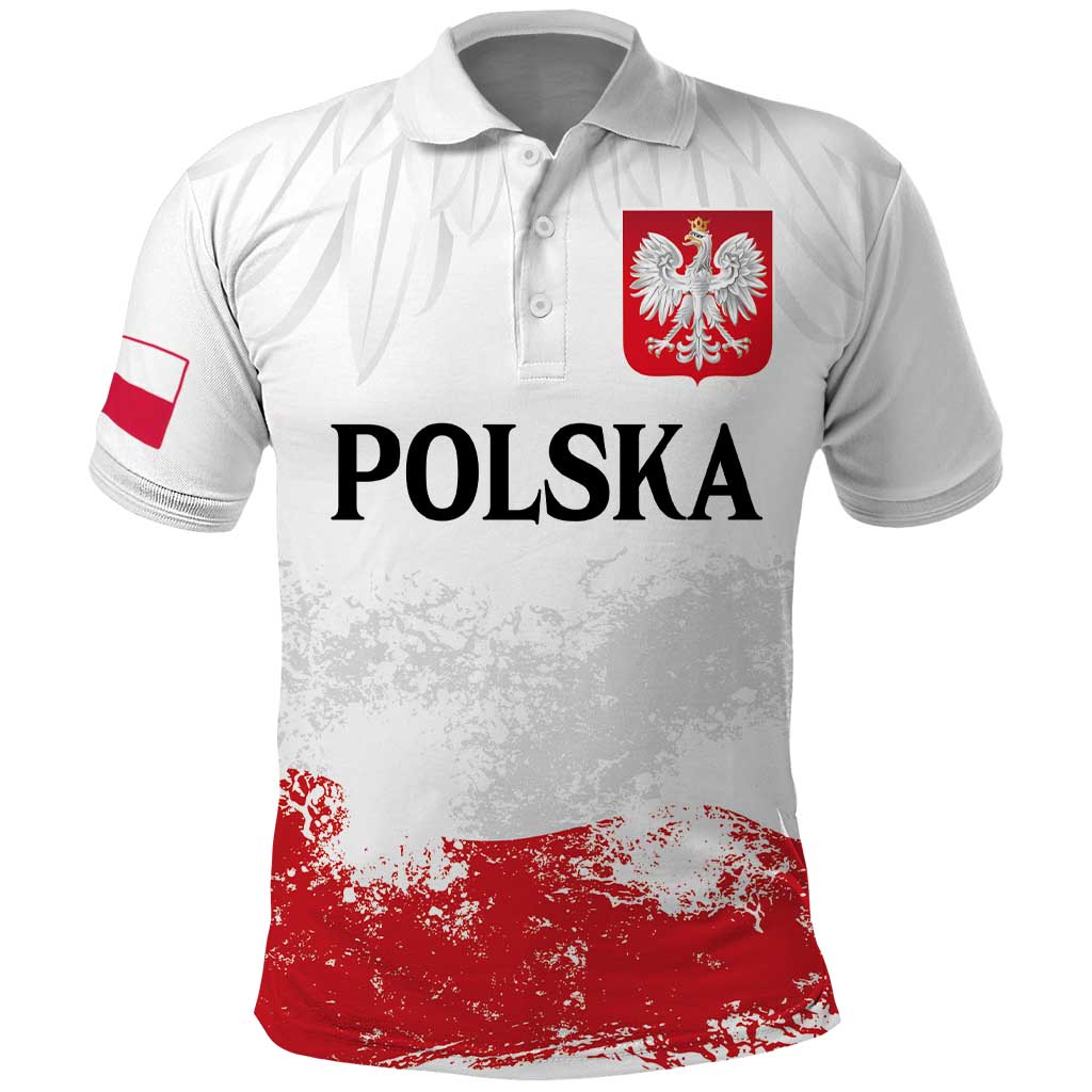 Personalized Polish National Flag Day Polo Shirt Polska White Eagle Grunge Style