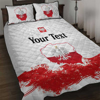 Personalized Polish National Flag Day Quilt Bed Set Polska White Eagle Grunge Style