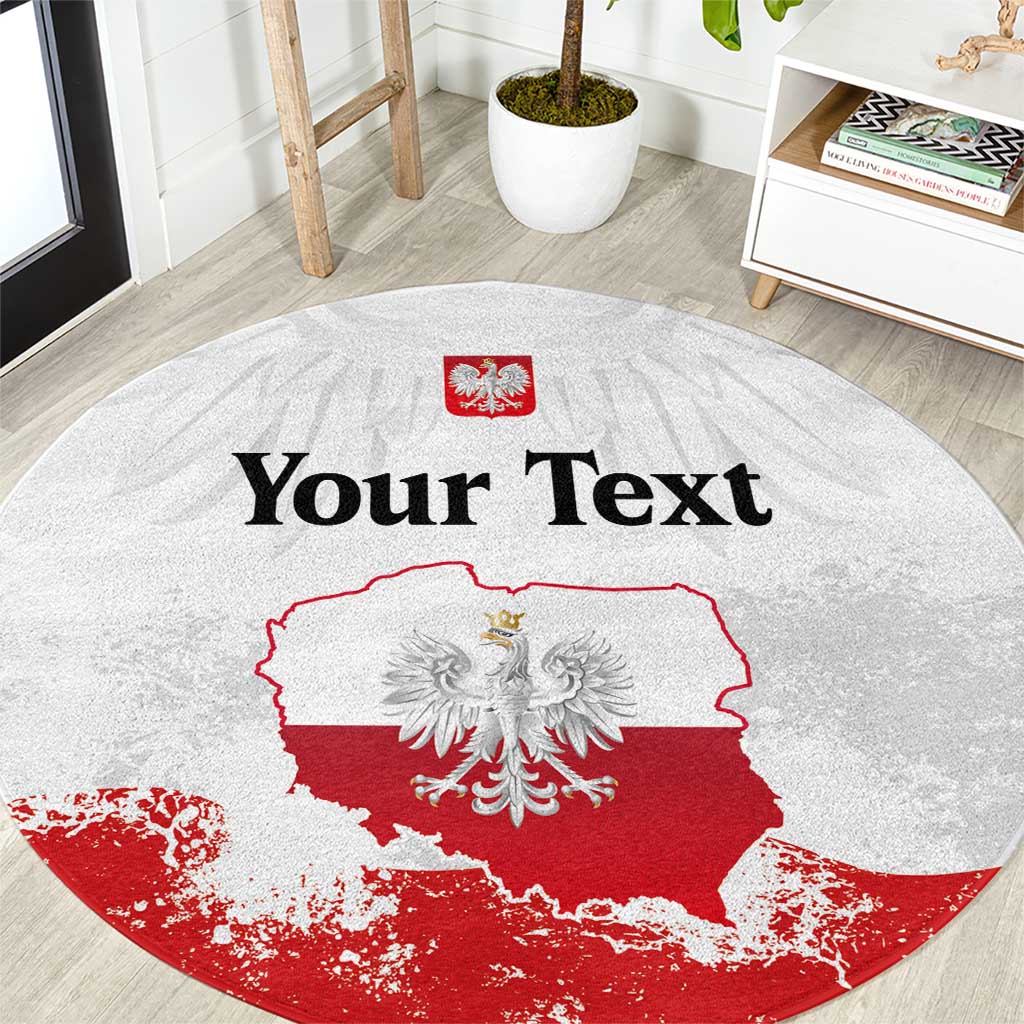 Personalized Polish National Flag Day Round Carpet Polska White Eagle Grunge Style