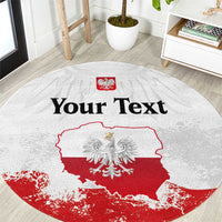Personalized Polish National Flag Day Round Carpet Polska White Eagle Grunge Style