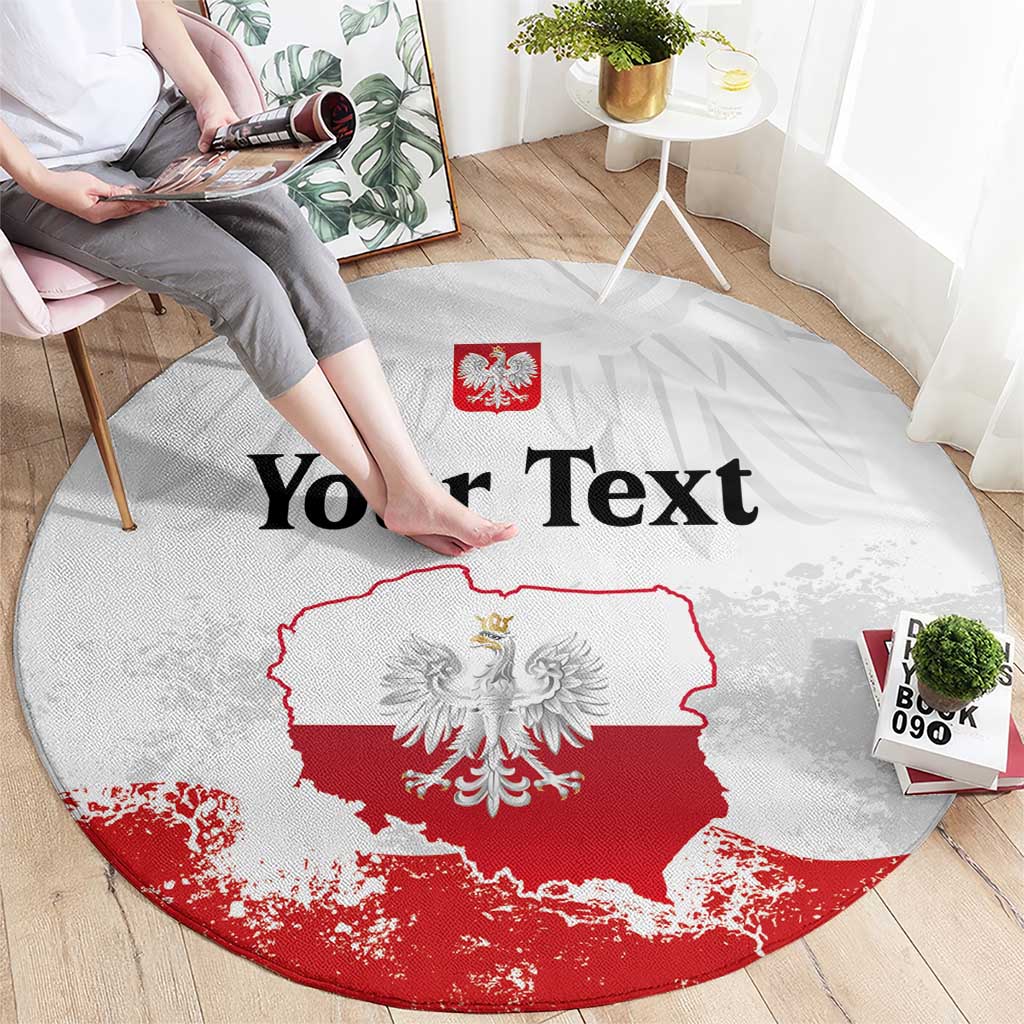 Personalized Polish National Flag Day Round Carpet Polska White Eagle Grunge Style
