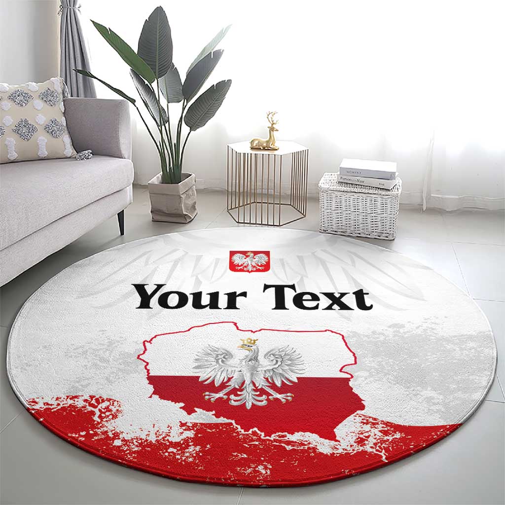 Personalized Polish National Flag Day Round Carpet Polska White Eagle Grunge Style