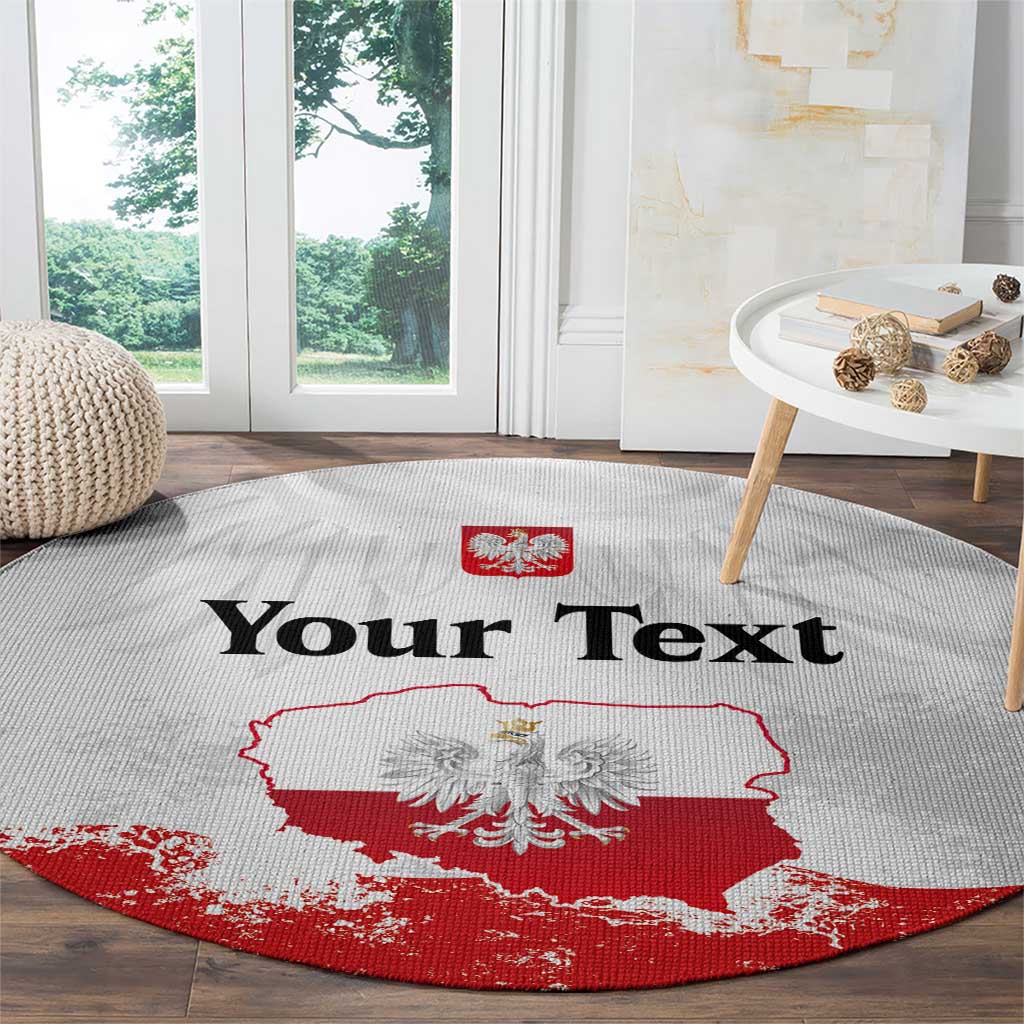 Personalized Polish National Flag Day Round Carpet Polska White Eagle Grunge Style