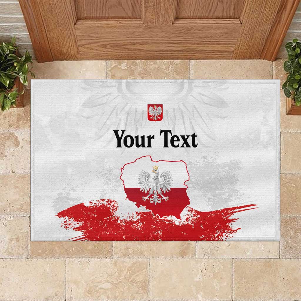 Personalized Polish National Flag Day Rubber Doormat Polska White Eagle Grunge Style