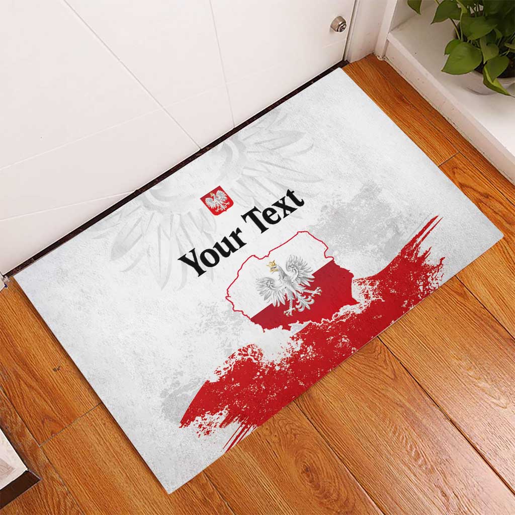 Personalized Polish National Flag Day Rubber Doormat Polska White Eagle Grunge Style