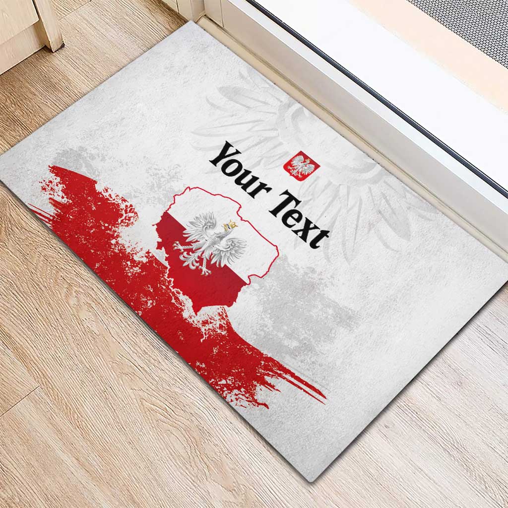 Personalized Polish National Flag Day Rubber Doormat Polska White Eagle Grunge Style