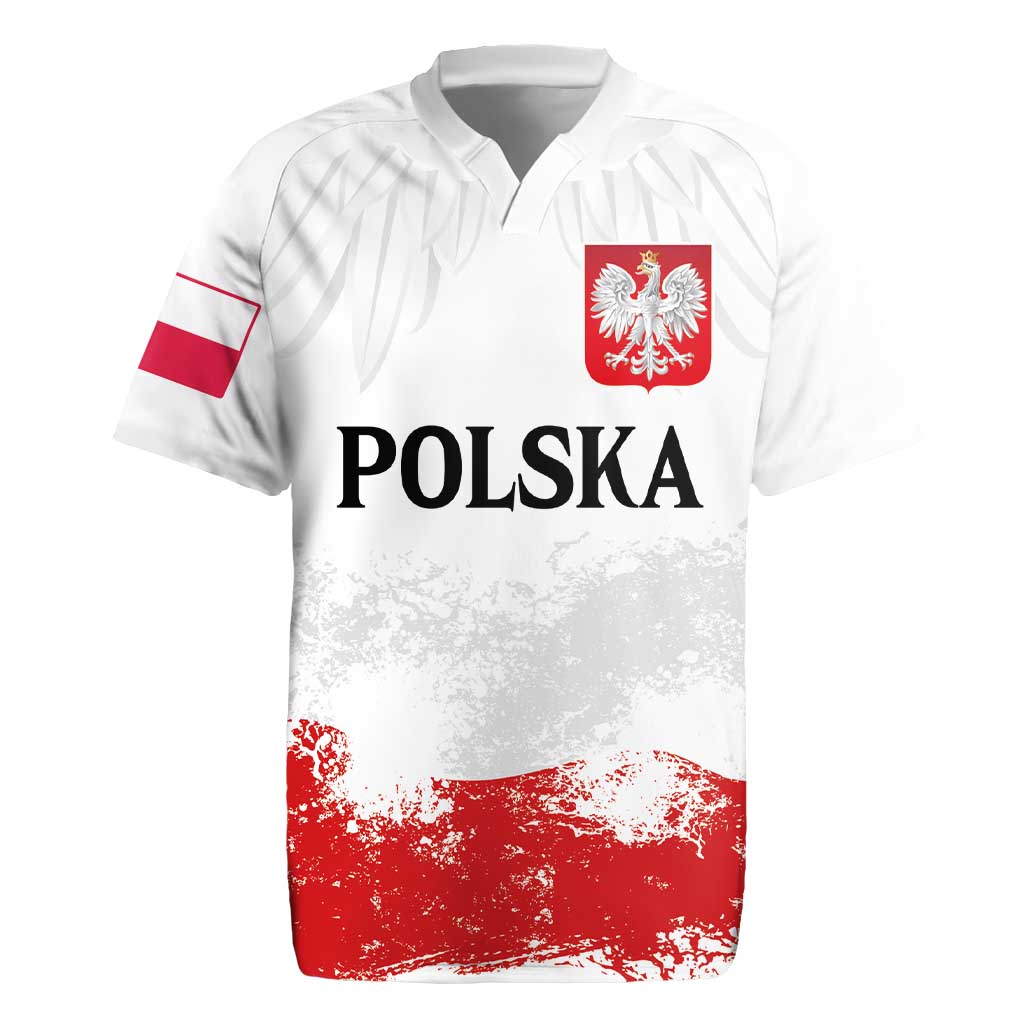 Personalized Polish National Flag Day Rugby Jersey Polska White Eagle Grunge Style