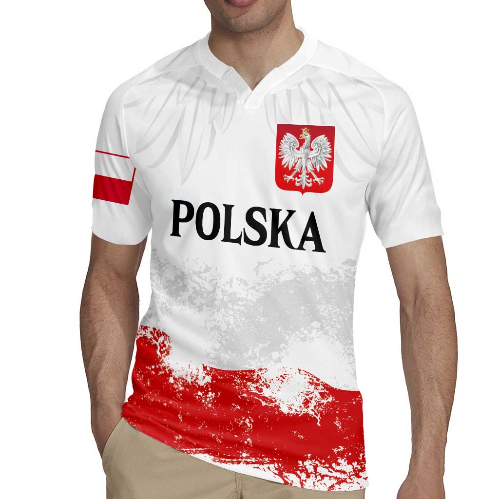 Personalized Polish National Flag Day Rugby Jersey Polska White Eagle Grunge Style