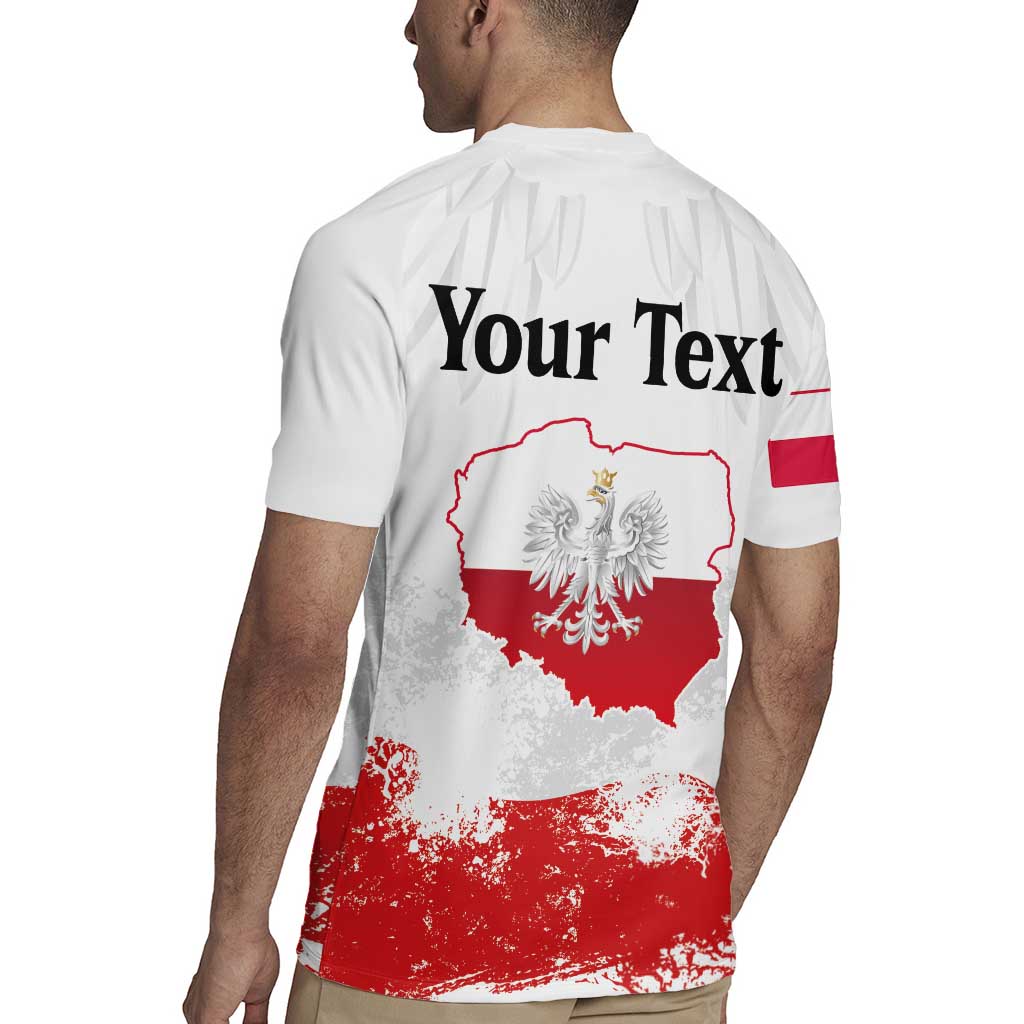 Personalized Polish National Flag Day Rugby Jersey Polska White Eagle Grunge Style