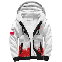 Personalized Polish National Flag Day Sherpa Hoodie Polska White Eagle Grunge Style