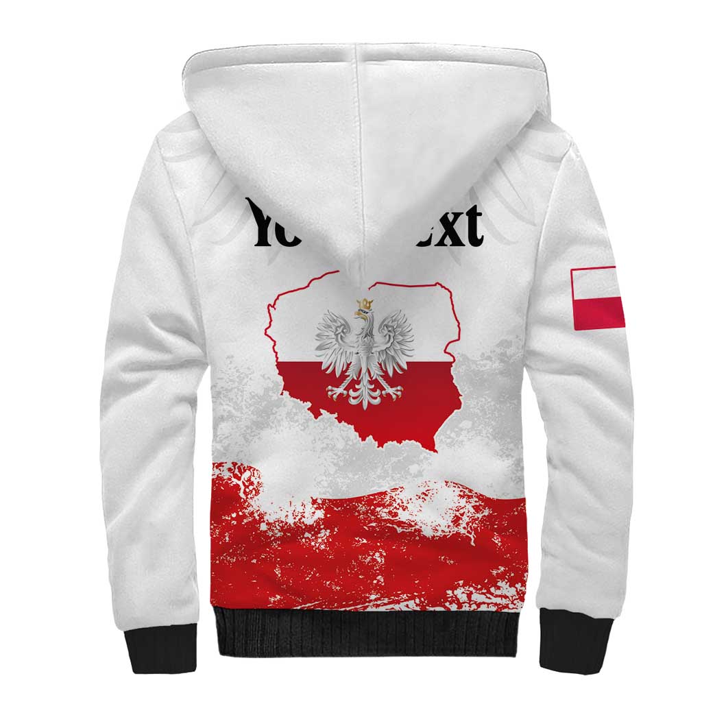 Personalized Polish National Flag Day Sherpa Hoodie Polska White Eagle Grunge Style