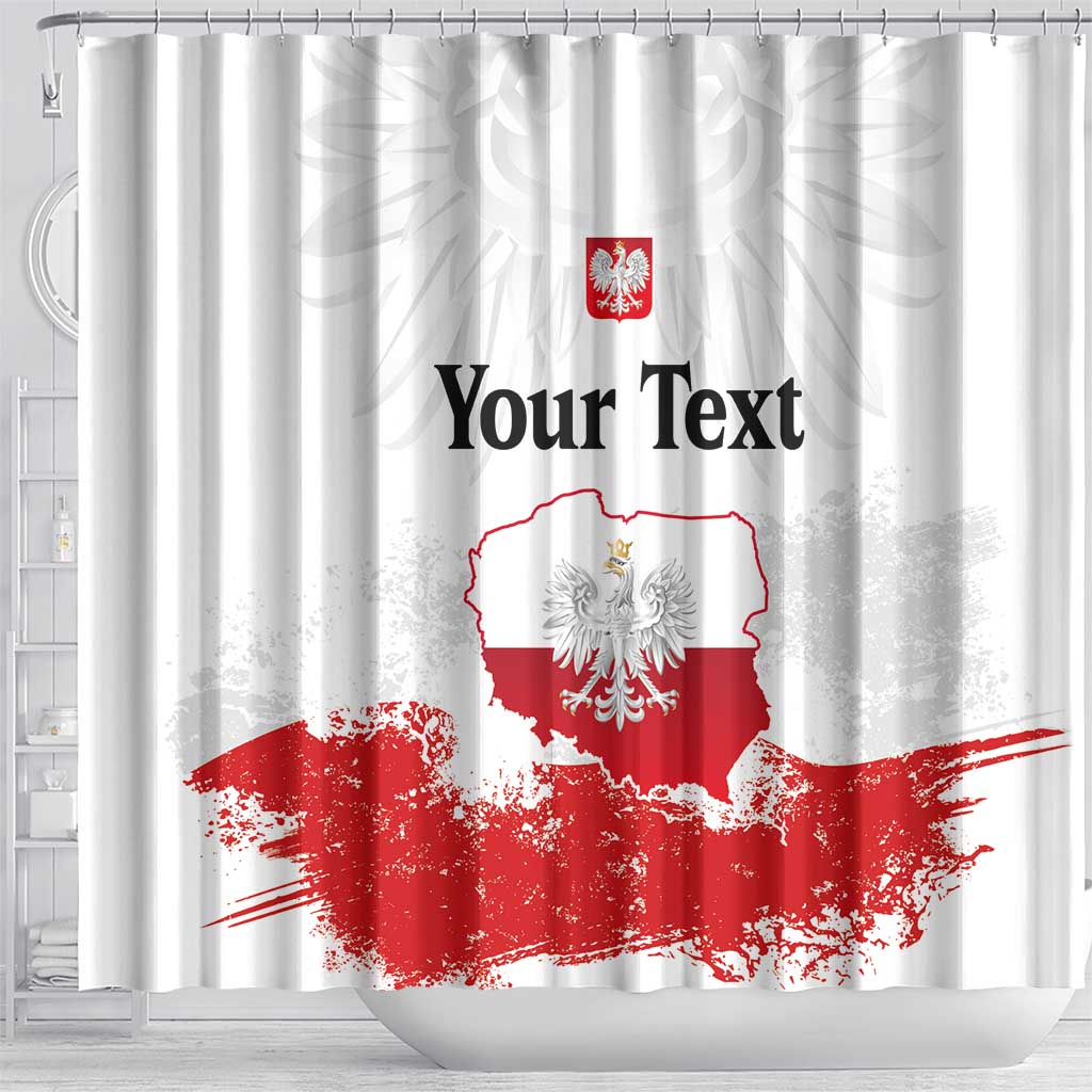 Personalized Polish National Flag Day Shower Curtain Polska White Eagle Grunge Style