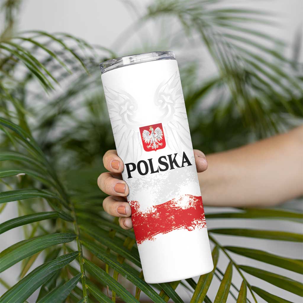 Personalized Polish National Flag Day Skinny Tumbler Polska White Eagle Grunge Style