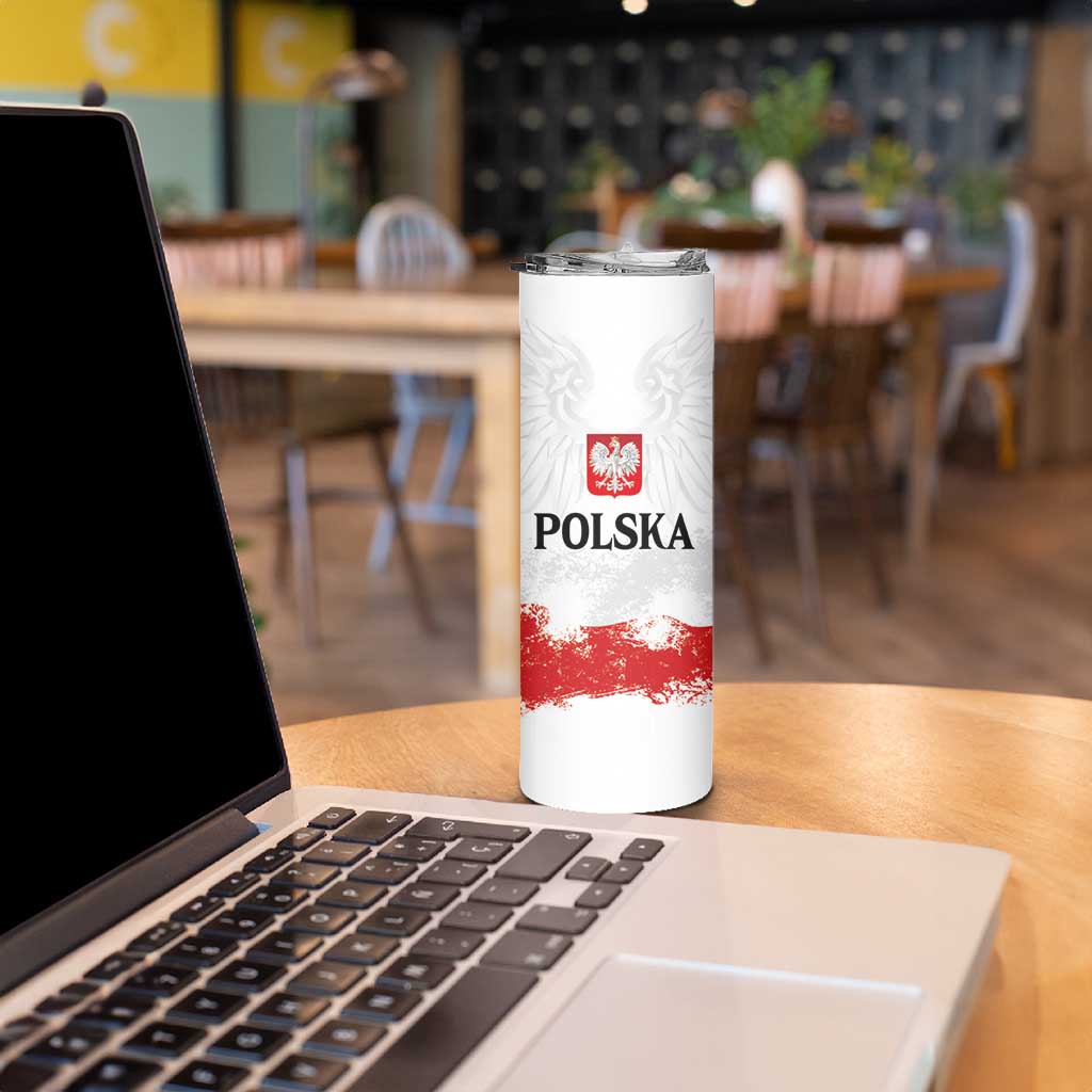 Personalized Polish National Flag Day Skinny Tumbler Polska White Eagle Grunge Style