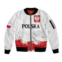 Personalized Polish National Flag Day Sleeve Zip Bomber Jacket Polska White Eagle Grunge Style