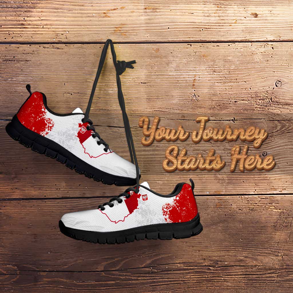 Personalized Polish National Flag Day Sneakers Polska White Eagle Grunge Style