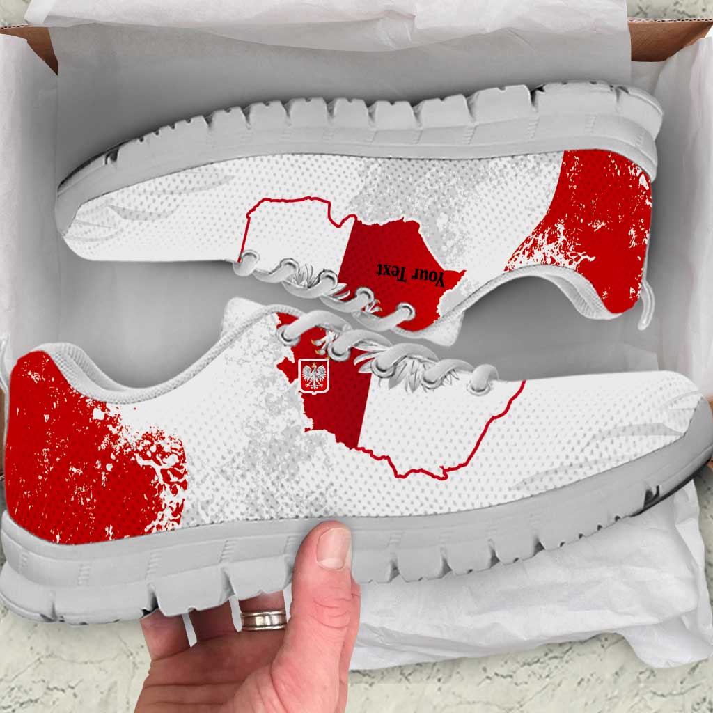 Personalized Polish National Flag Day Sneakers Polska White Eagle Grunge Style