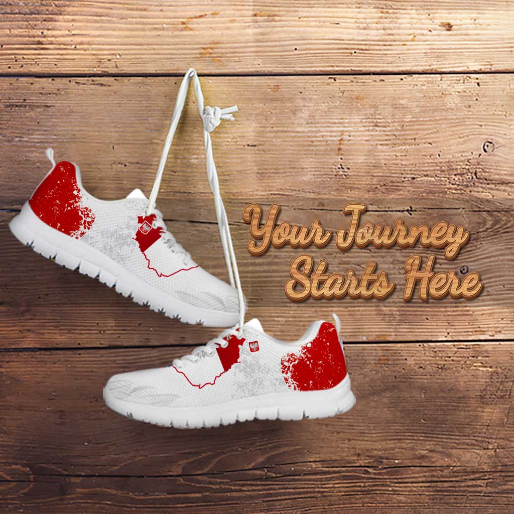 Personalized Polish National Flag Day Sneakers Polska White Eagle Grunge Style