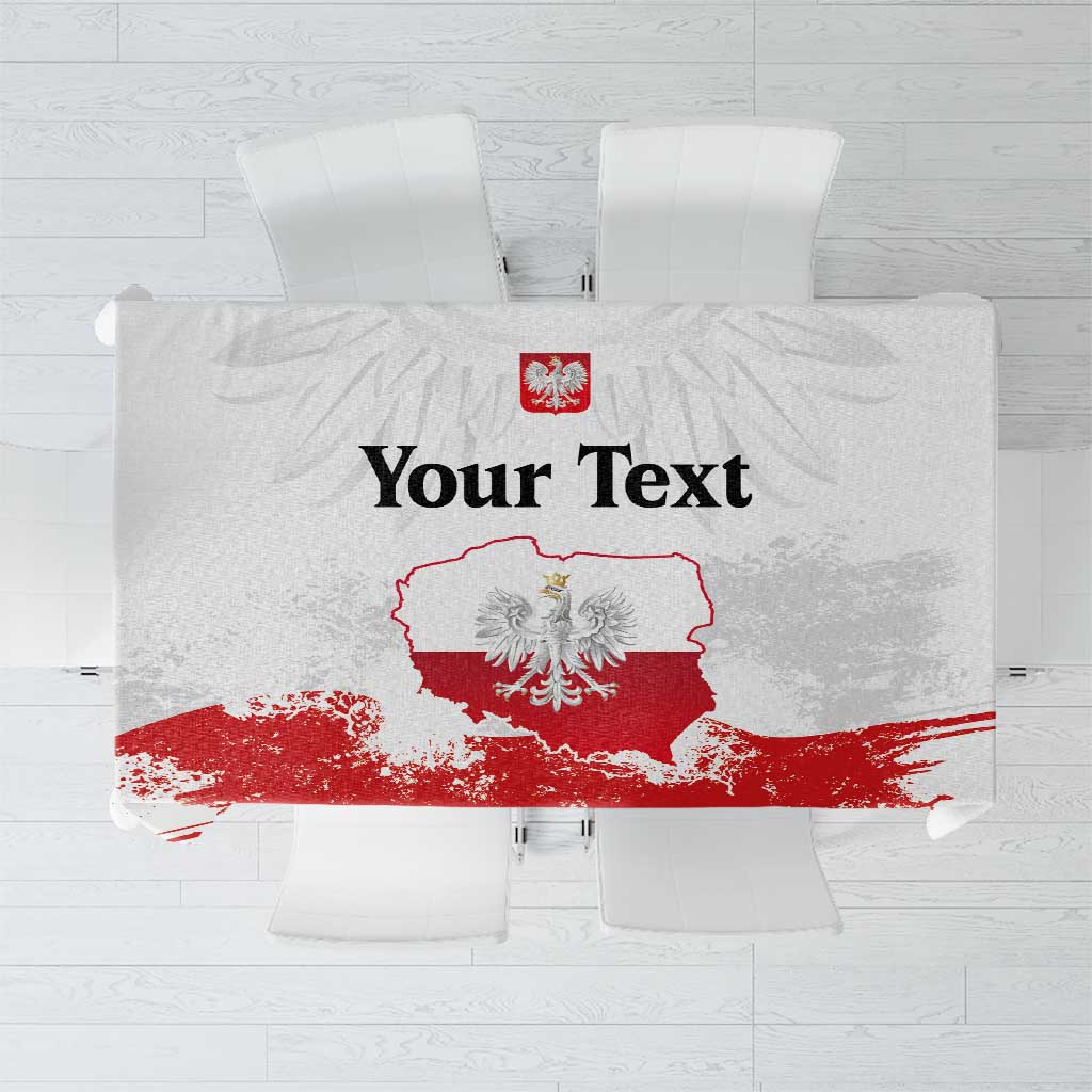 Personalized Polish National Flag Day Tablecloth Polska White Eagle Grunge Style