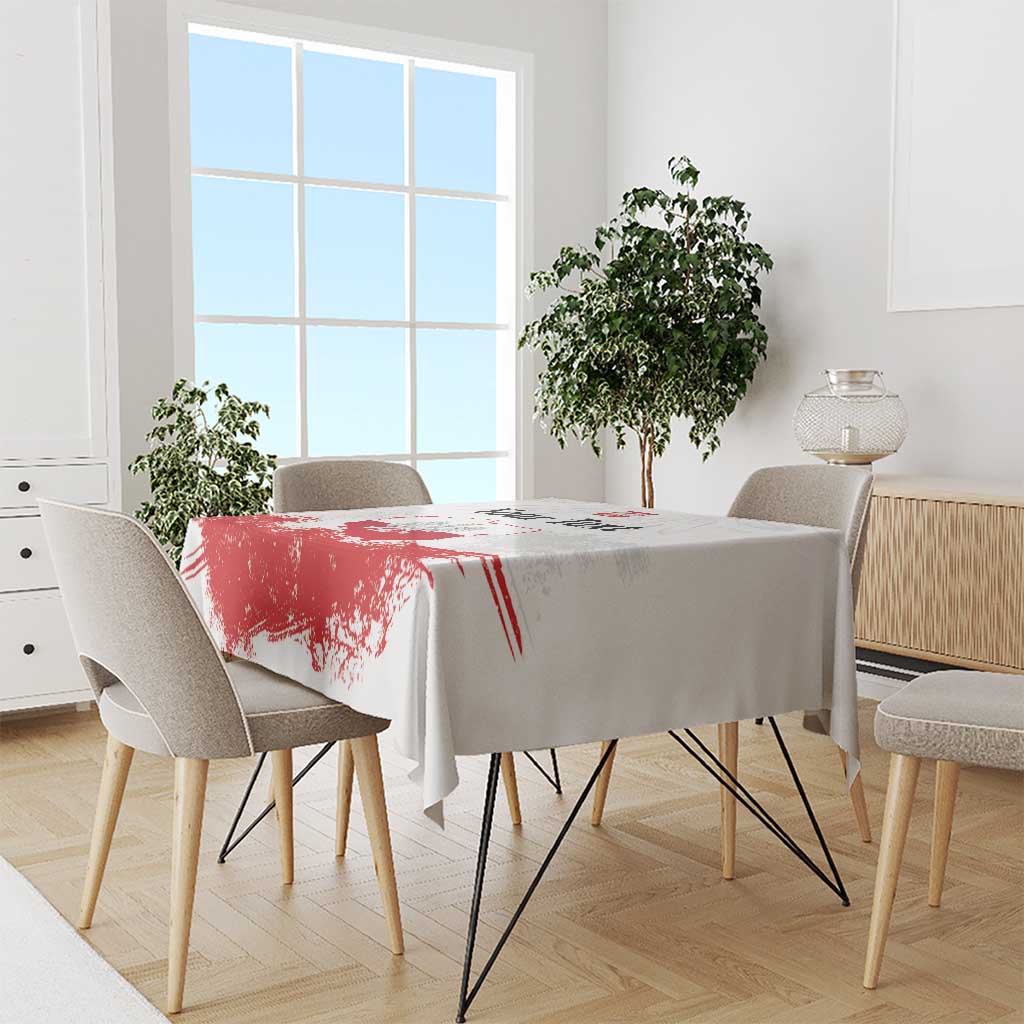 Personalized Polish National Flag Day Tablecloth Polska White Eagle Grunge Style