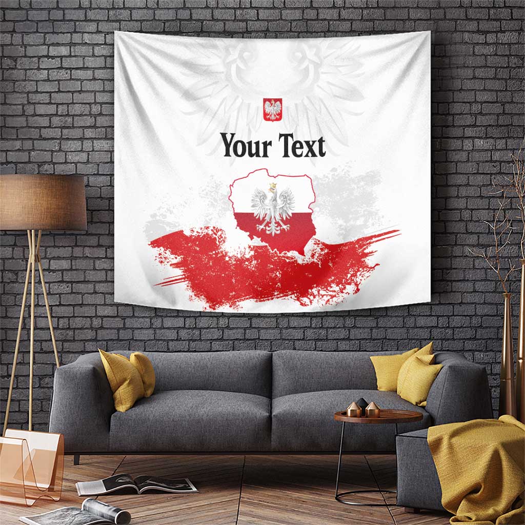Personalized Polish National Flag Day Tapestry Polska White Eagle Grunge Style
