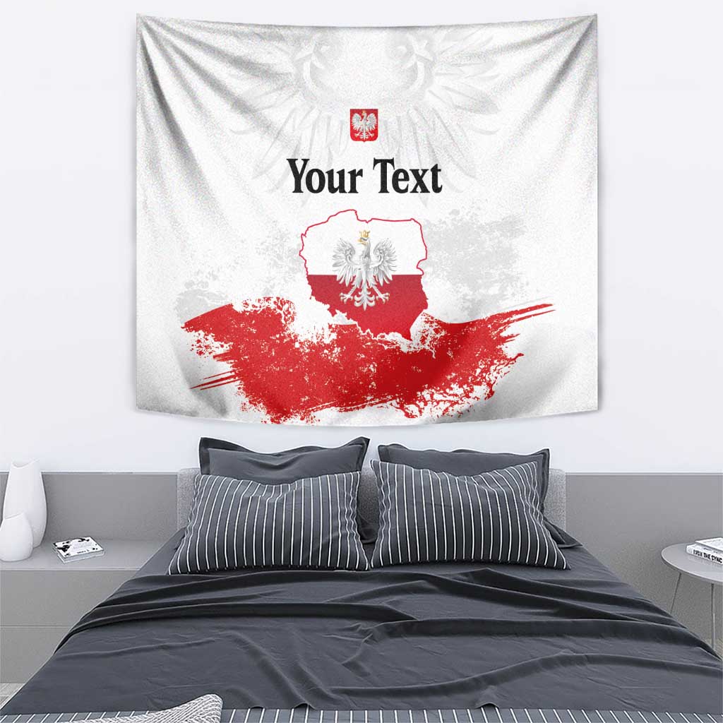Personalized Polish National Flag Day Tapestry Polska White Eagle Grunge Style
