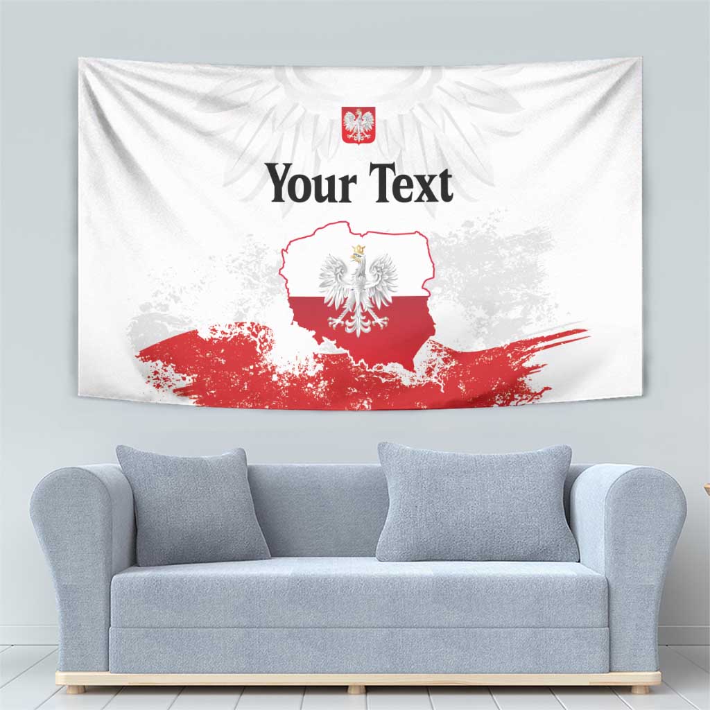 Personalized Polish National Flag Day Tapestry Polska White Eagle Grunge Style