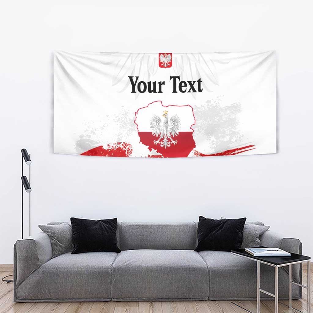 Personalized Polish National Flag Day Tapestry Polska White Eagle Grunge Style