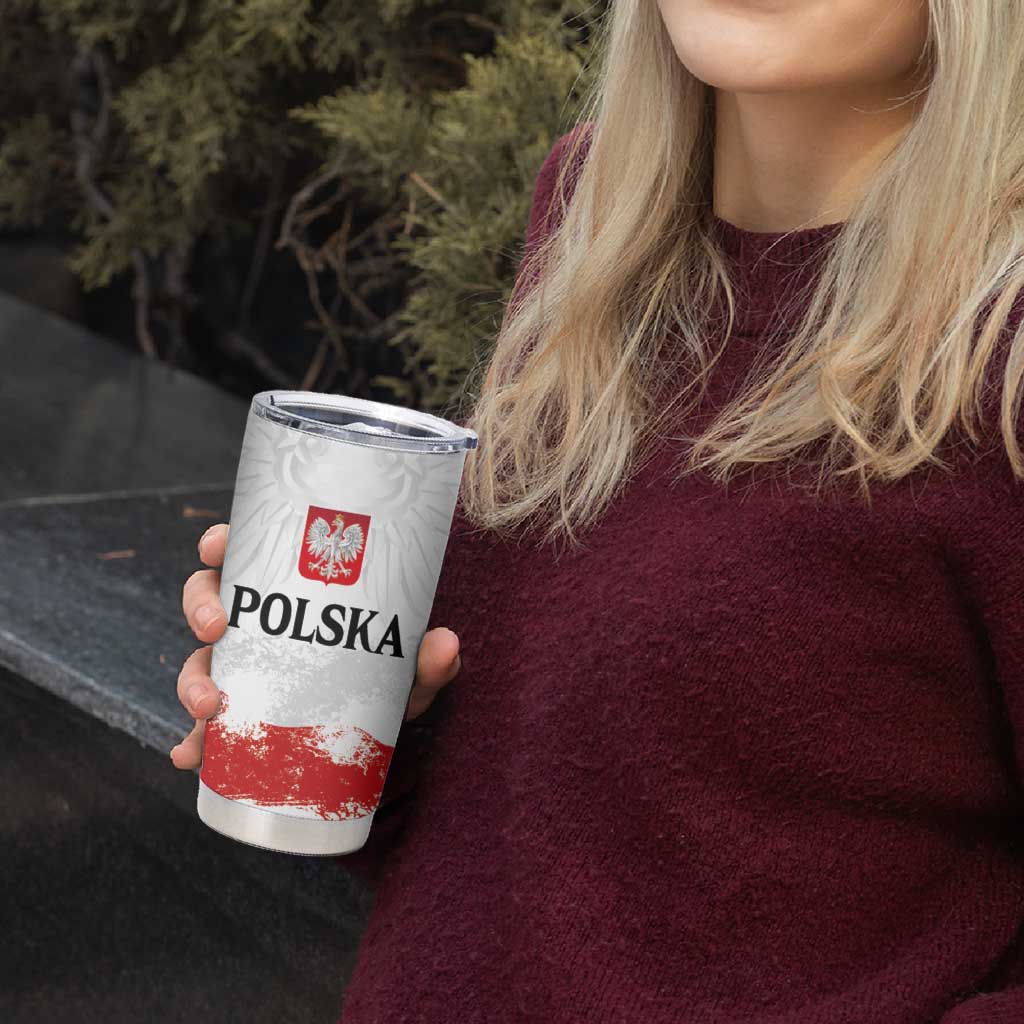 Personalized Polish National Flag Day Tumbler Cup Polska White Eagle Grunge Style