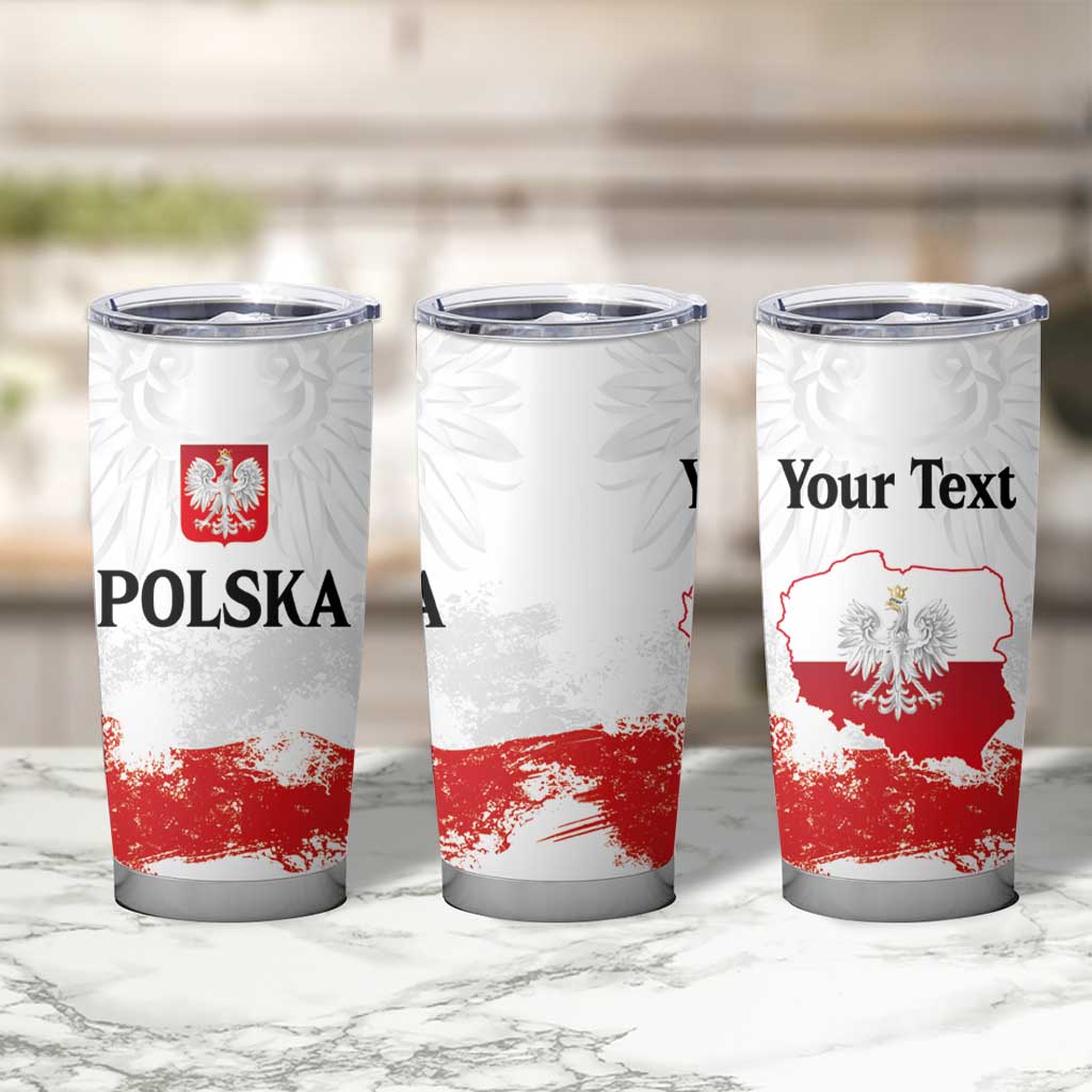 Personalized Polish National Flag Day Tumbler Cup Polska White Eagle Grunge Style