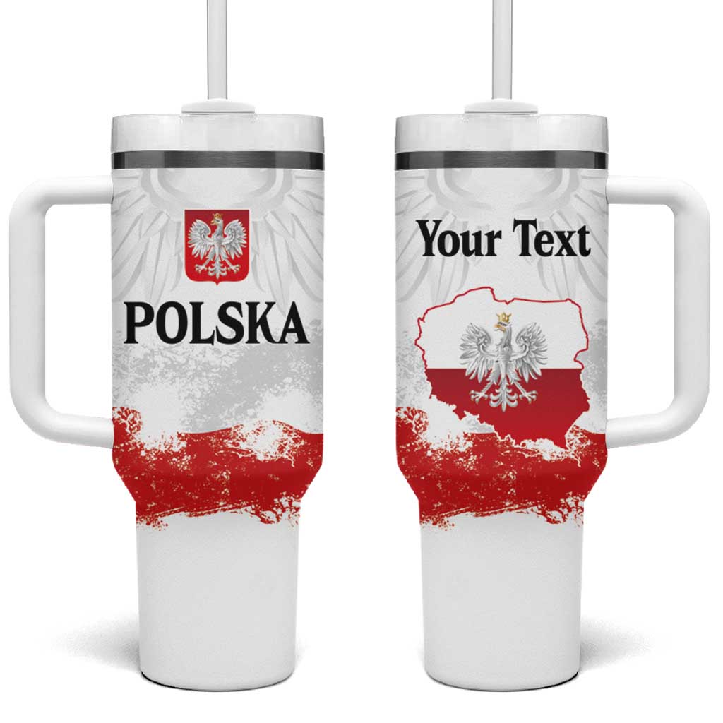 Personalized Polish National Flag Day Tumbler With Handle Polska White Eagle Grunge Style