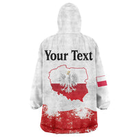 Personalized Polish National Flag Day Wearable Blanket Hoodie Polska White Eagle Grunge Style