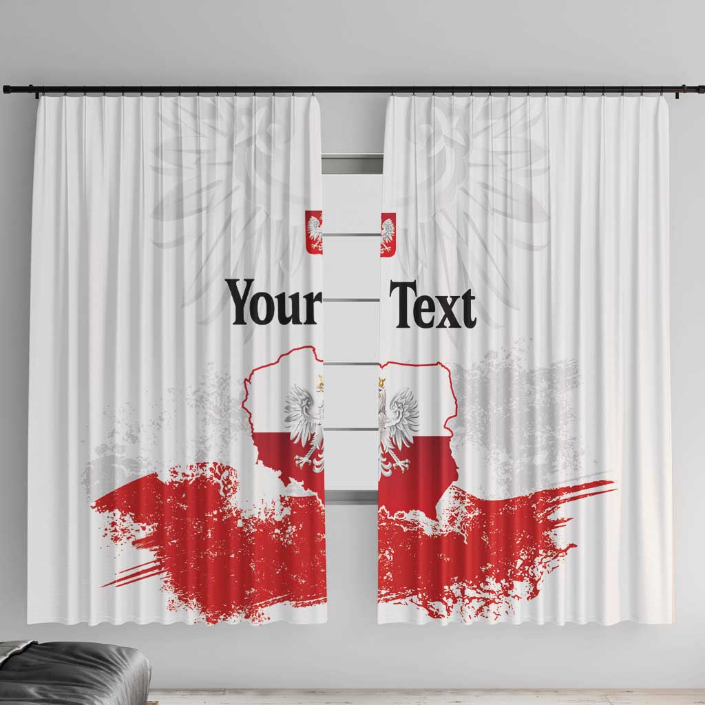 Personalized Polish National Flag Day Window Curtain Polska White Eagle Grunge Style