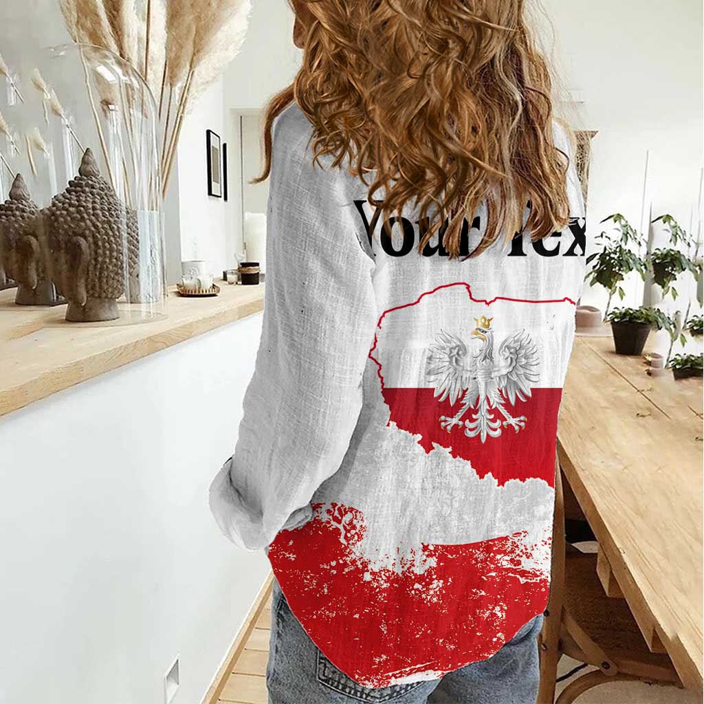 Personalized Polish National Flag Day Women Casual Shirt Polska White Eagle Grunge Style