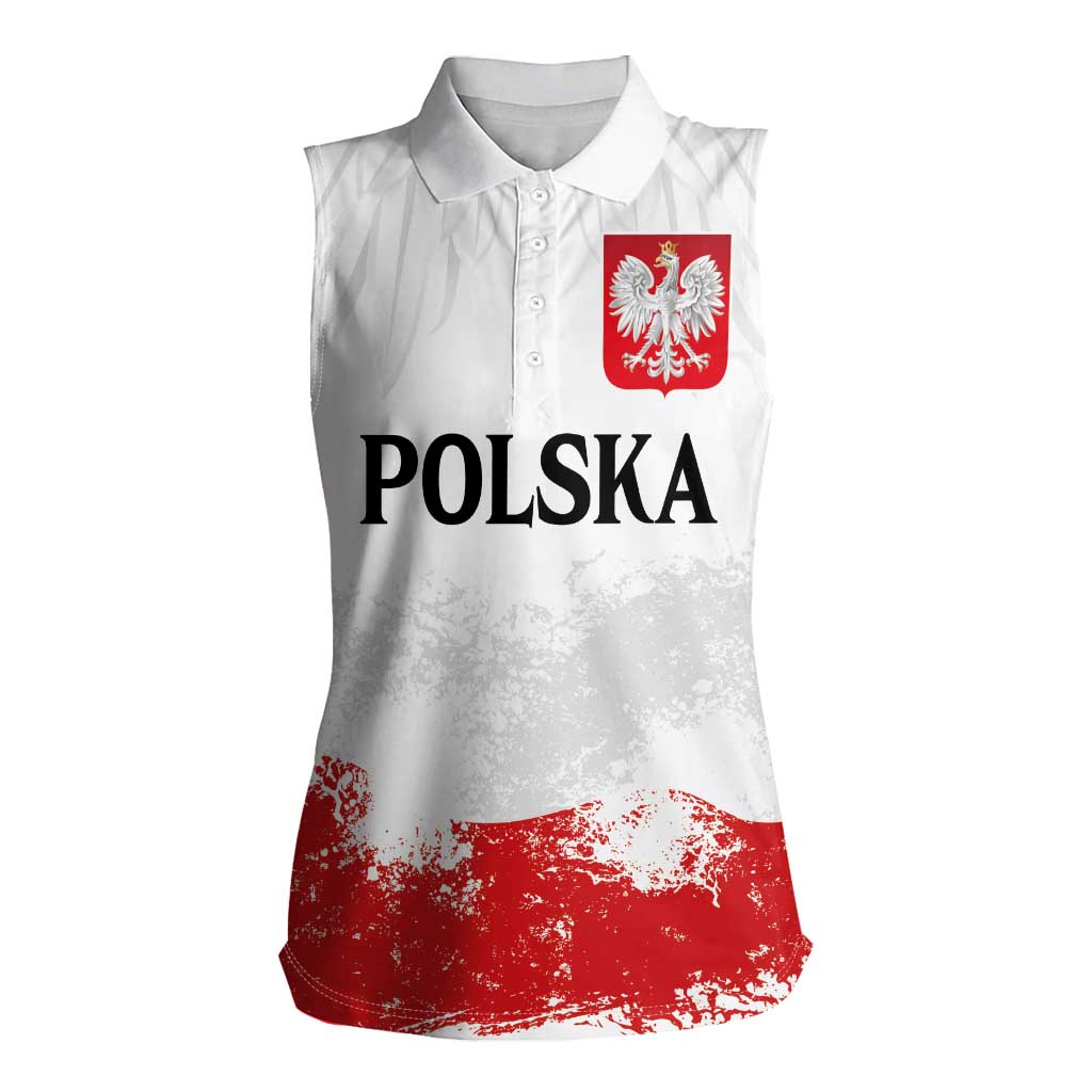 Personalized Polish National Flag Day Women Sleeveless Polo Shirt Polska White Eagle Grunge Style