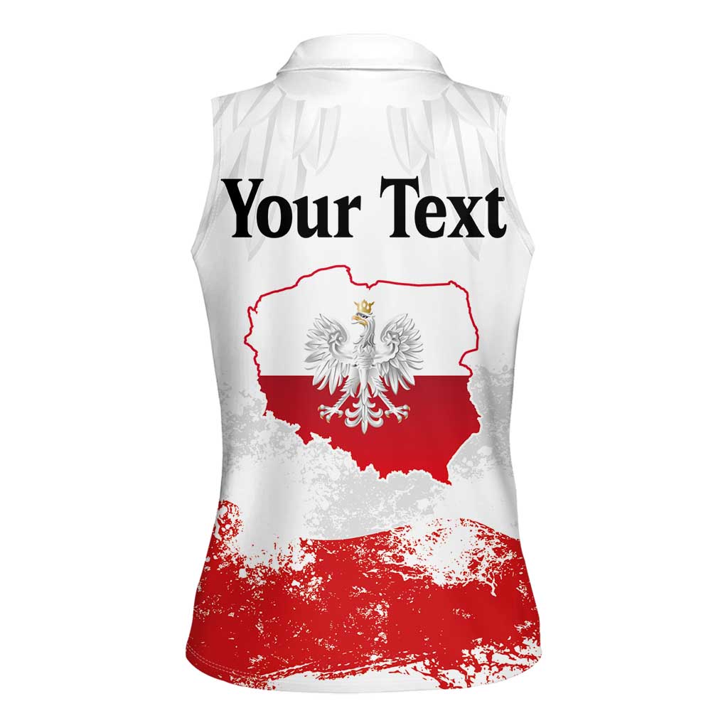 Personalized Polish National Flag Day Women Sleeveless Polo Shirt Polska White Eagle Grunge Style
