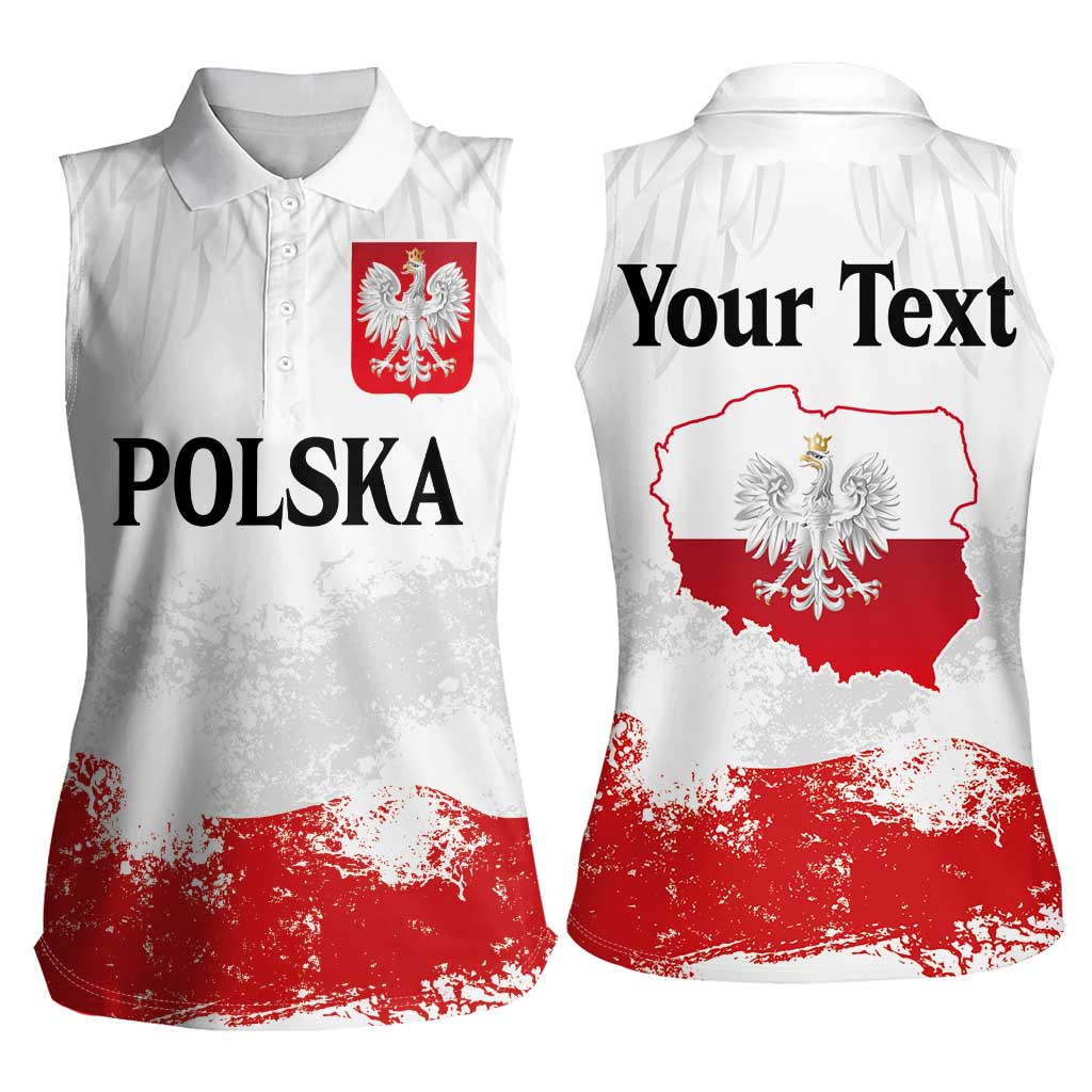 Personalized Polish National Flag Day Women Sleeveless Polo Shirt Polska White Eagle Grunge Style
