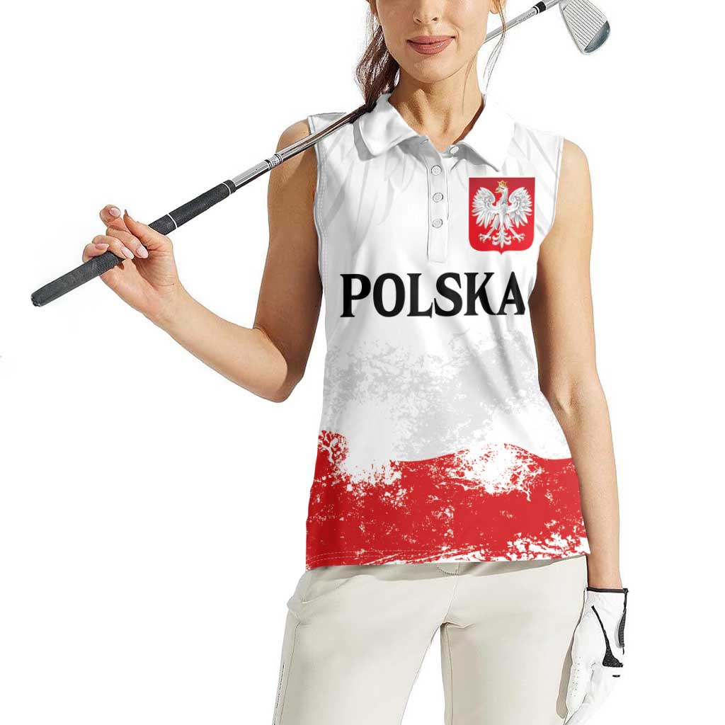 Personalized Polish National Flag Day Women Sleeveless Polo Shirt Polska White Eagle Grunge Style