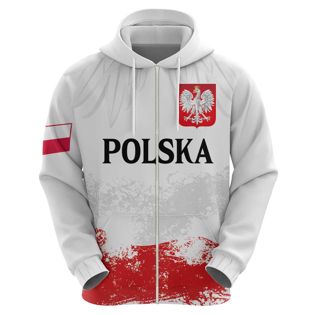 Personalized Polish National Flag Day Zip Hoodie Polska White Eagle Grunge Style