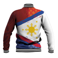 Philippines National Flag Day Baseball Jacket Polynesian and Yakan Tattoo Brush Style