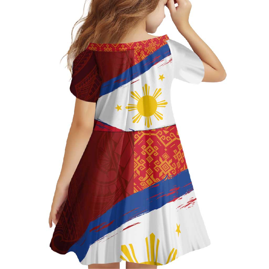 Philippines National Flag Day Family Matching Tank Maxi Dress and Hawaiian Shirt Polynesian and Yakan Tattoo Brush Style