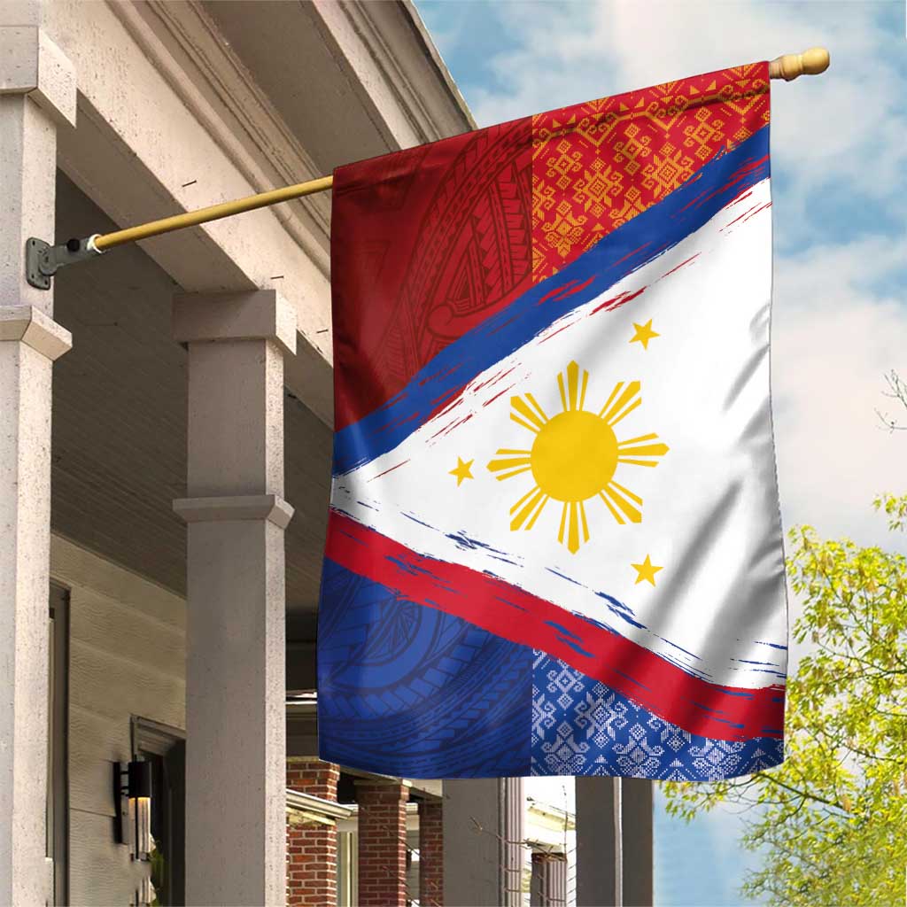 Philippines National Flag Day Garden Flag Polynesian and Yakan Tattoo Brush Style