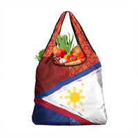 Philippines National Flag Day Grocery Bag Polynesian and Yakan Tattoo Brush Style