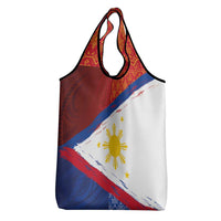 Philippines National Flag Day Grocery Bag Polynesian and Yakan Tattoo Brush Style