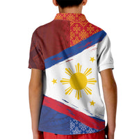 Philippines National Flag Day Kid Polo Shirt Polynesian and Yakan Tattoo Brush Style