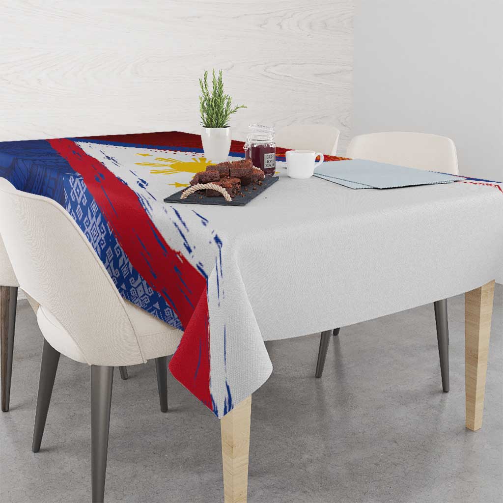 Philippines National Flag Day Tablecloth Polynesian and Yakan Tattoo Brush Style