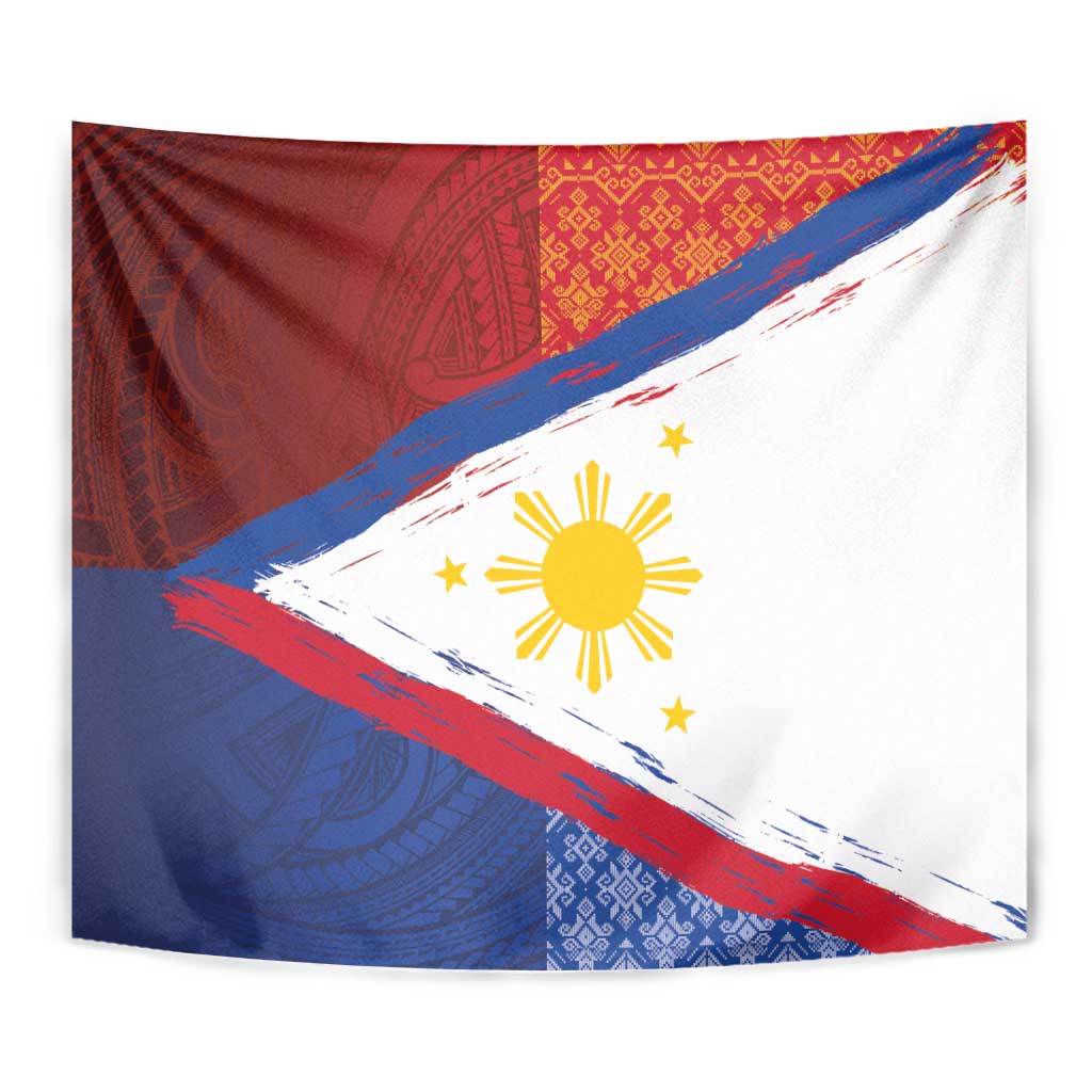 Philippines National Flag Day Tapestry Polynesian and Yakan Tattoo Brush Style