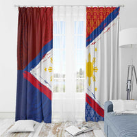 Philippines National Flag Day Window Curtain Polynesian and Yakan Tattoo Brush Style