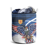 Scottish-American Heritage Month Laundry Basket USA Eagle with Scottish Traditional Costume